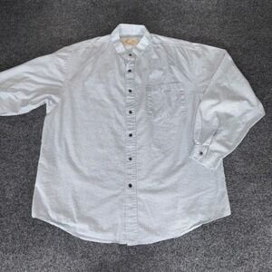 Scully Men Medium Band Collar Shirt Blue Geometric Long Sleeve Button Up Western